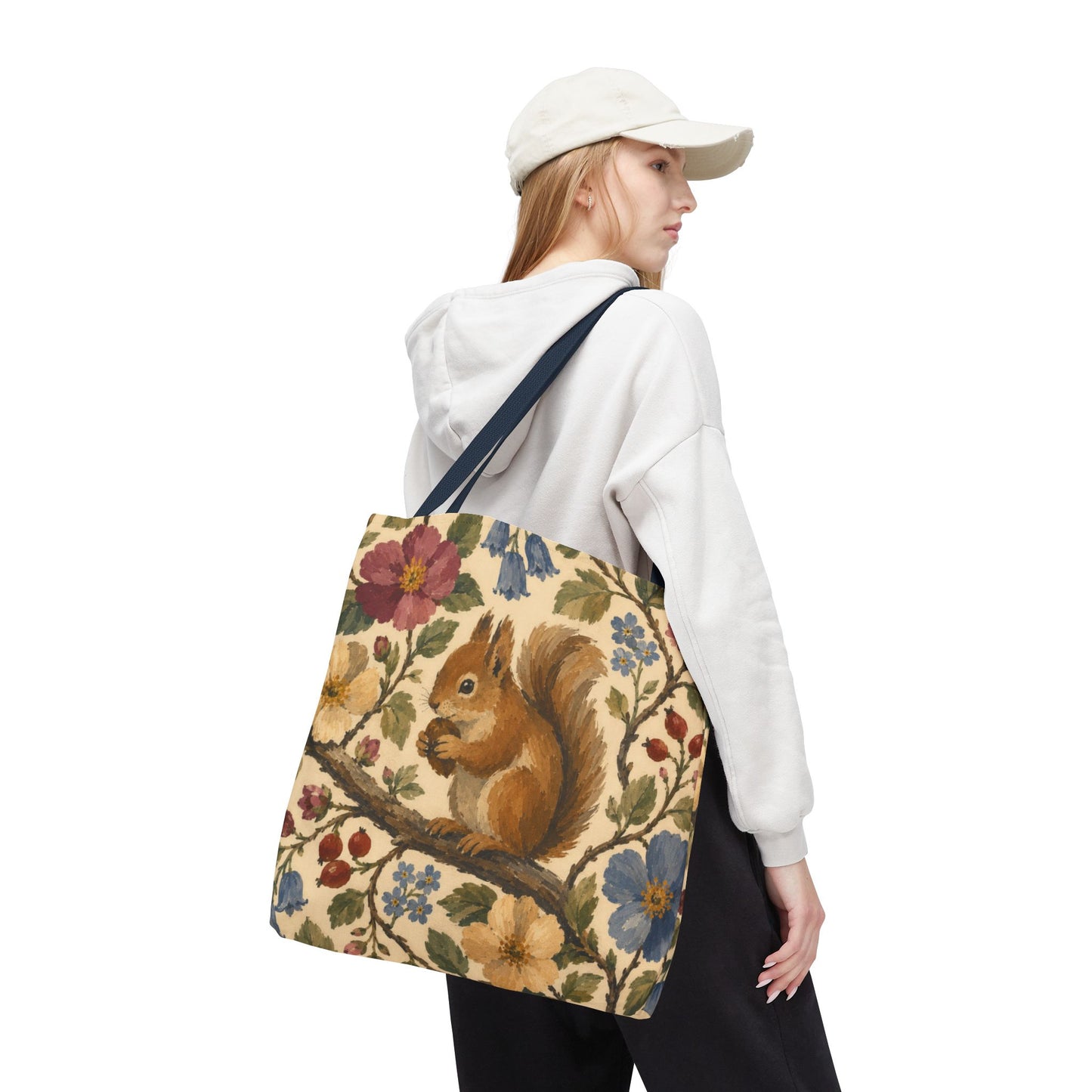 Floral Squirrel Tote Bag