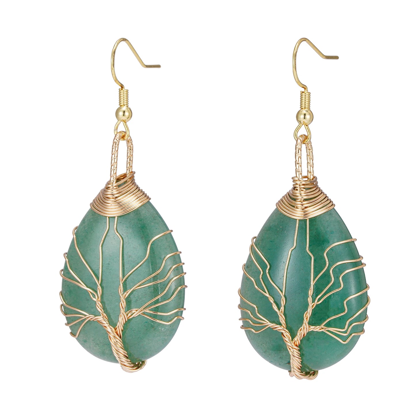 Green Aventurine Tree of Life Earrings