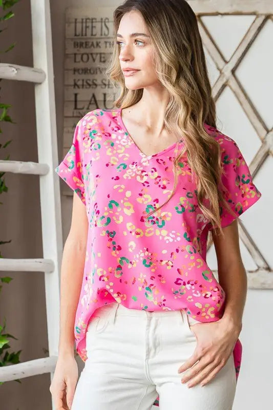 Animal print Short Sleeve T-Shirt - Tops