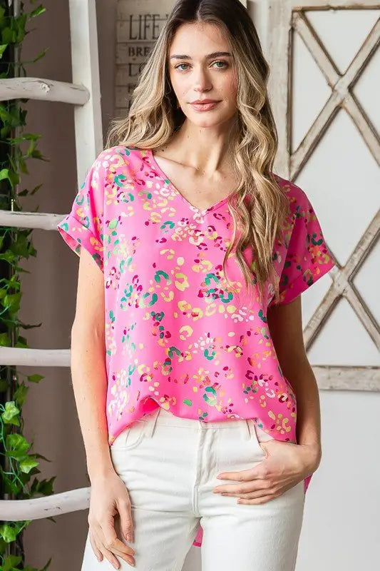 Animal print Short Sleeve T-Shirt - Tops