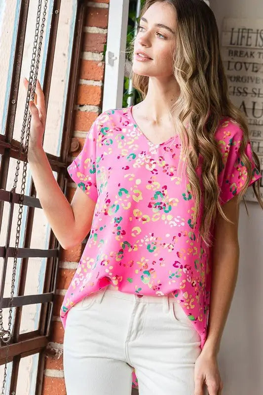 Animal print Short Sleeve T-Shirt - Tops