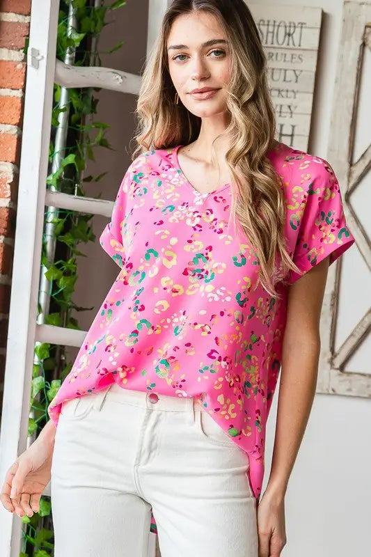 Animal print Short Sleeve T-Shirt - Tops