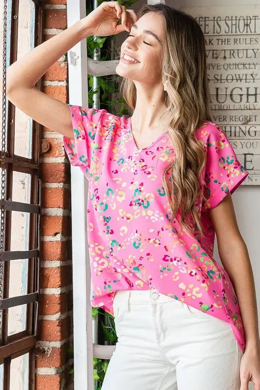 Animal print Short Sleeve T-Shirt - Tops