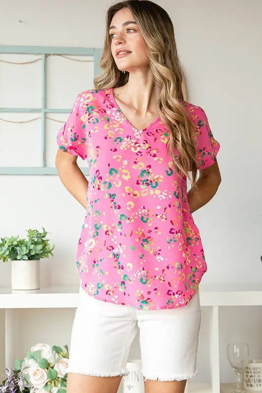 Animal print Short Sleeve T-Shirt - Tops