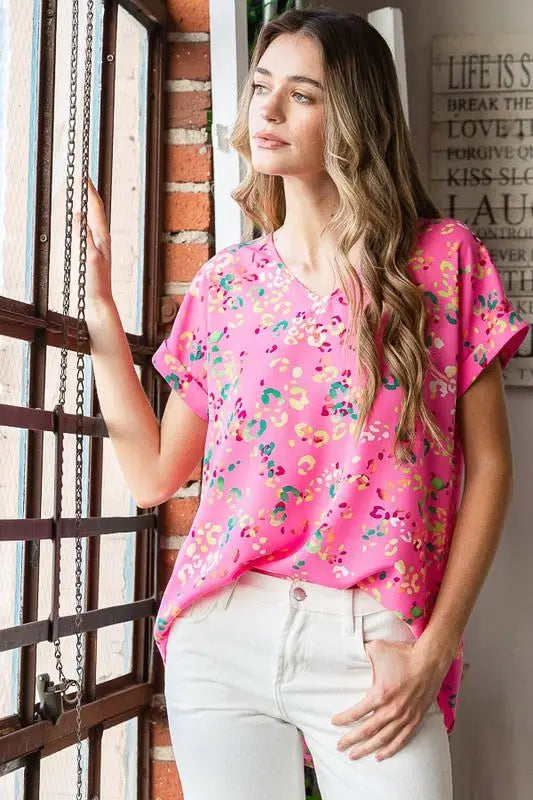 Animal print Short Sleeve T-Shirt - Tops