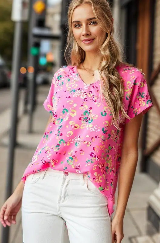 Animal print Short Sleeve T-Shirt - Tops