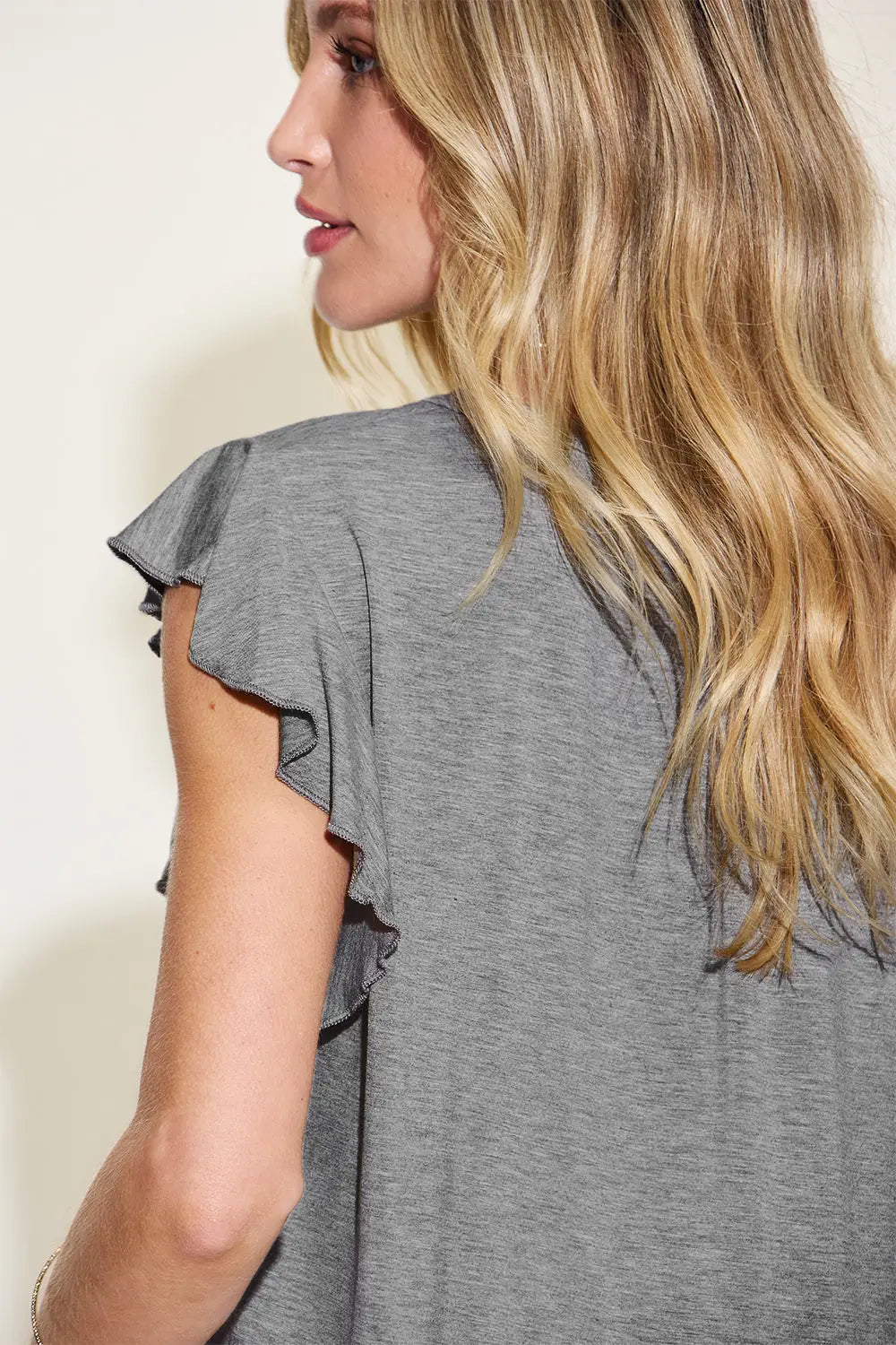 Bamboo Ruffled Short Sleeve T-Shirt - Eclectage