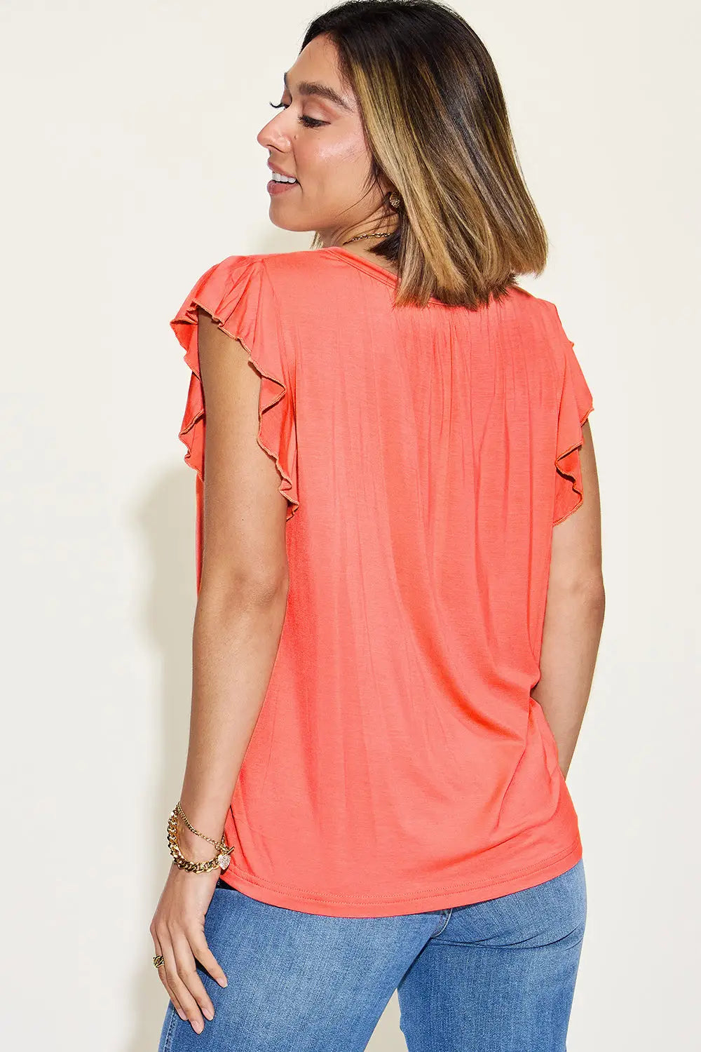 Bamboo Ruffled Short Sleeve T-Shirt - Eclectage