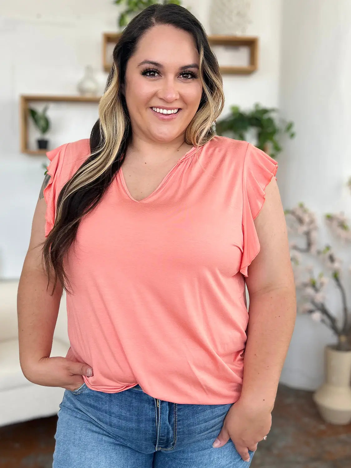 Bamboo Ruffled Short Sleeve T-Shirt - Eclectage