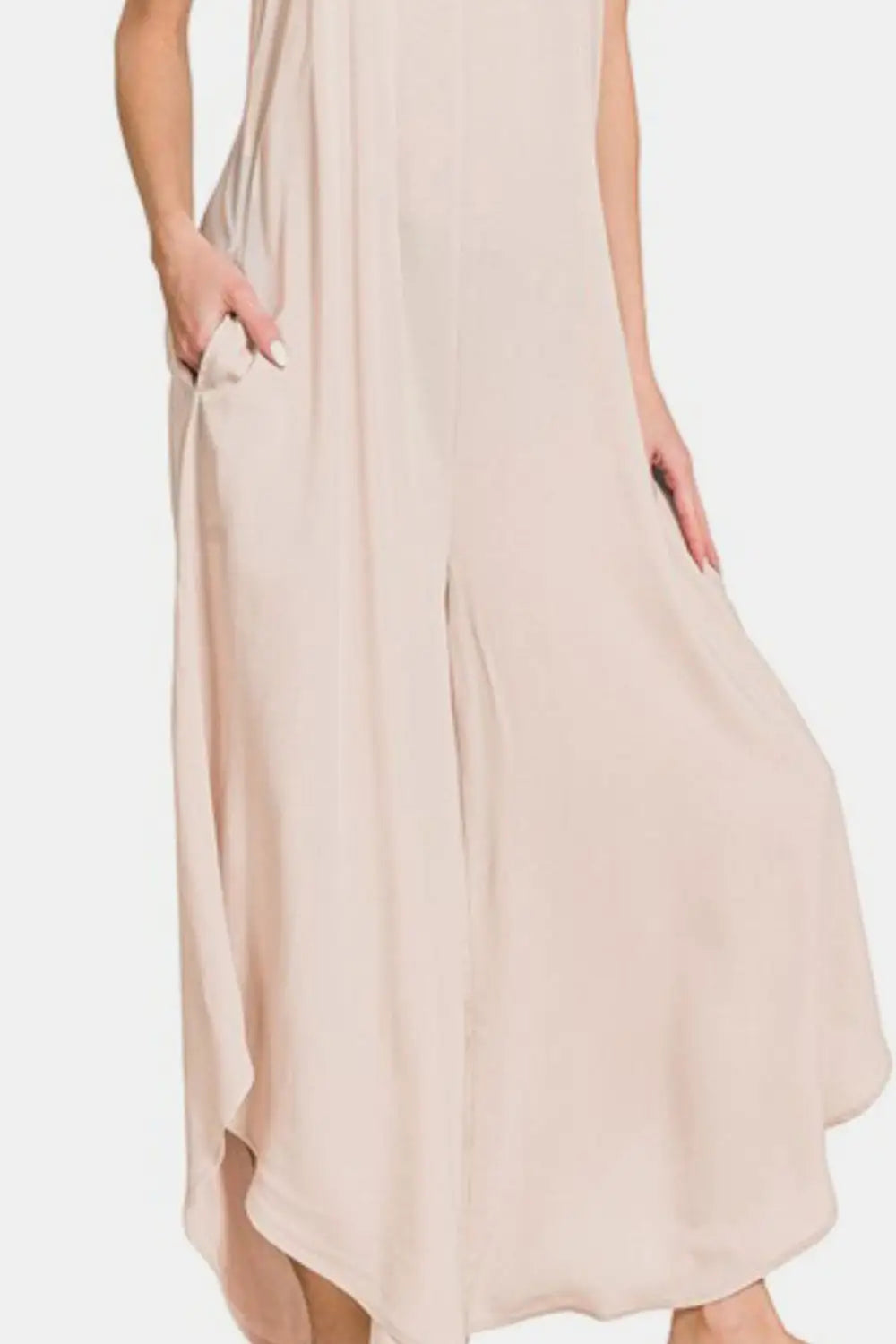 Beige Overalls with Wide Legs - Overalls