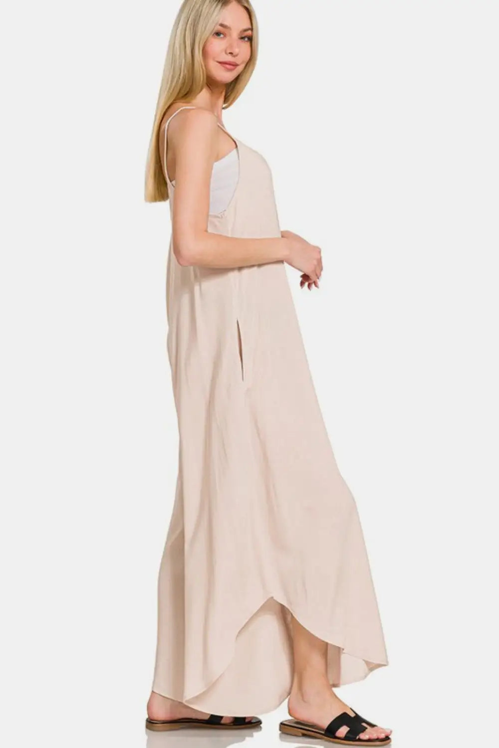 Beige Overalls with Wide Legs - Overalls