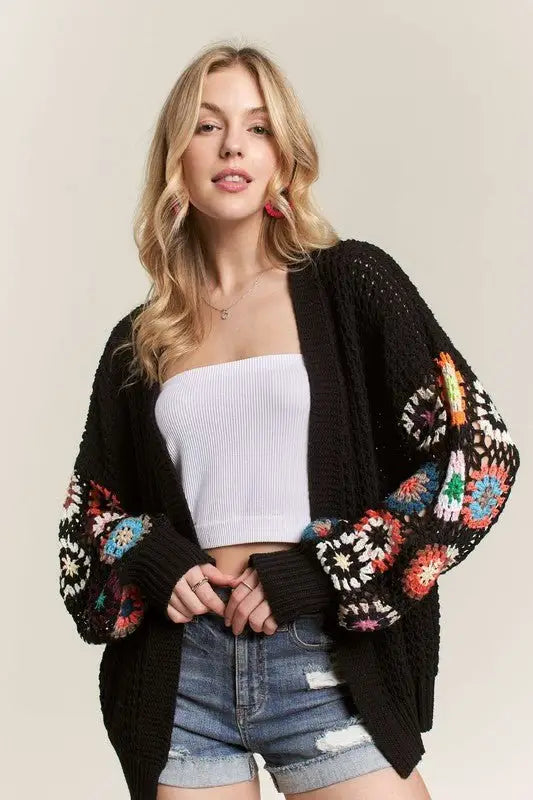 Black Crochet Cardigan - Cardigans