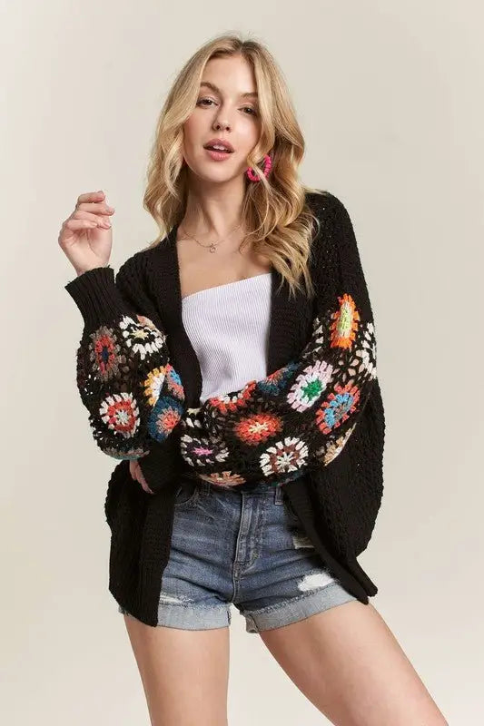 Black Crochet Cardigan - Cardigans
