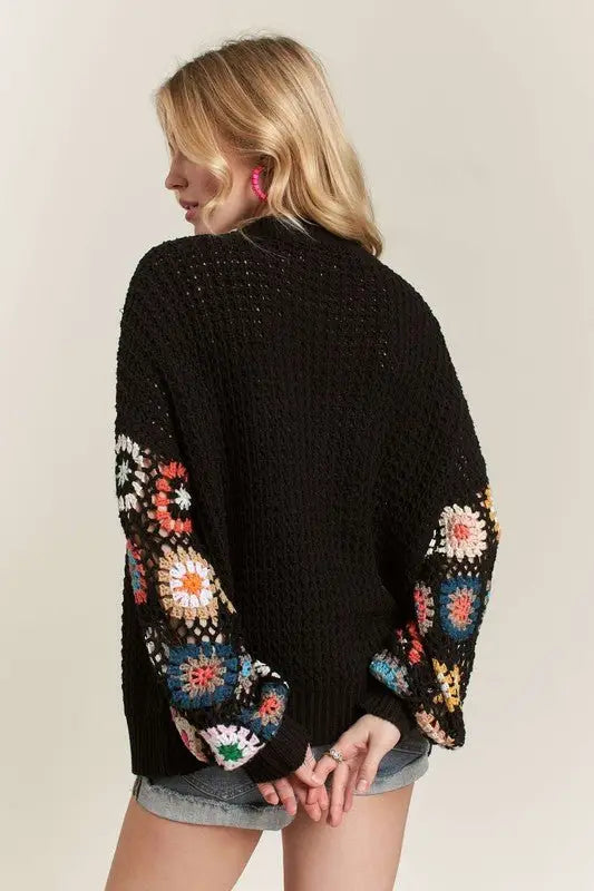 Black Crochet Cardigan - Cardigans