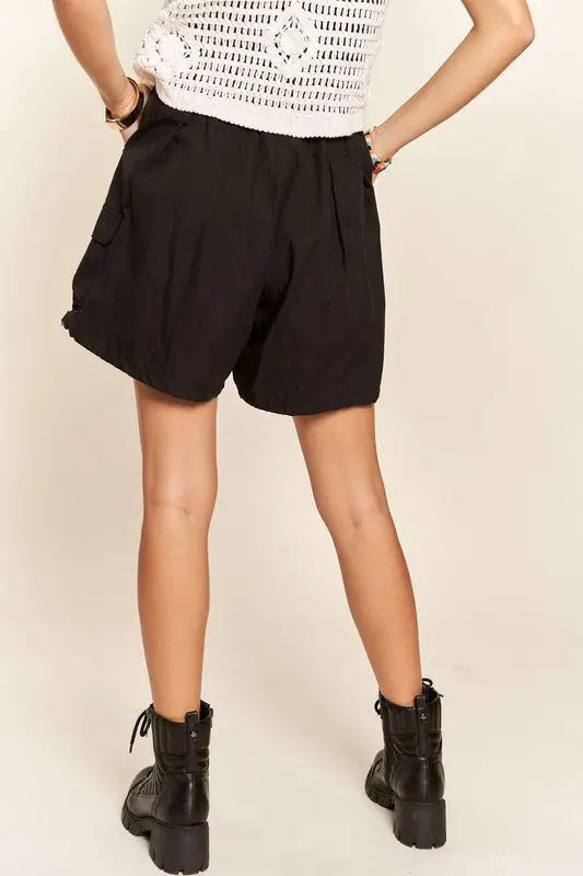 Black Drawstring Shorts with Pockets - Eclectage