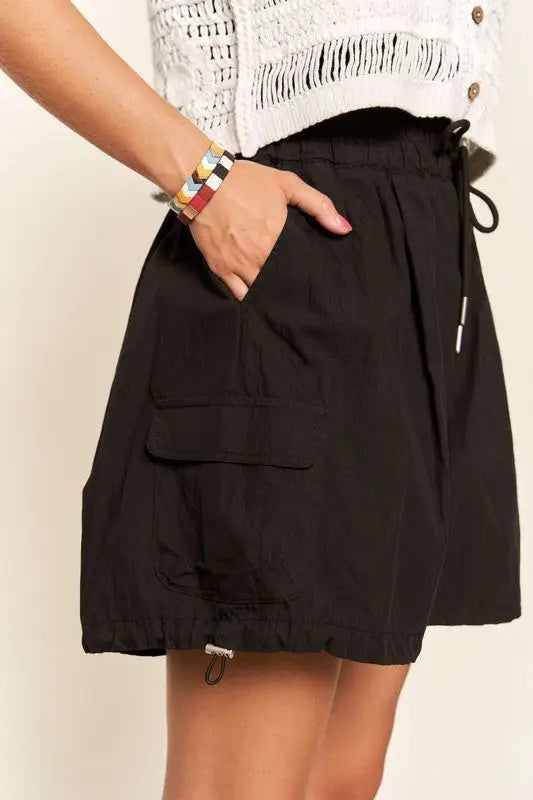 Black Drawstring Shorts with Pockets - Eclectage