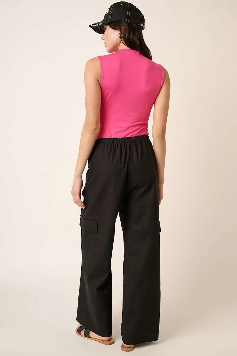 Mittoshop Linen Wide Leg Elastic Waist Cargo Pants - Eclectage