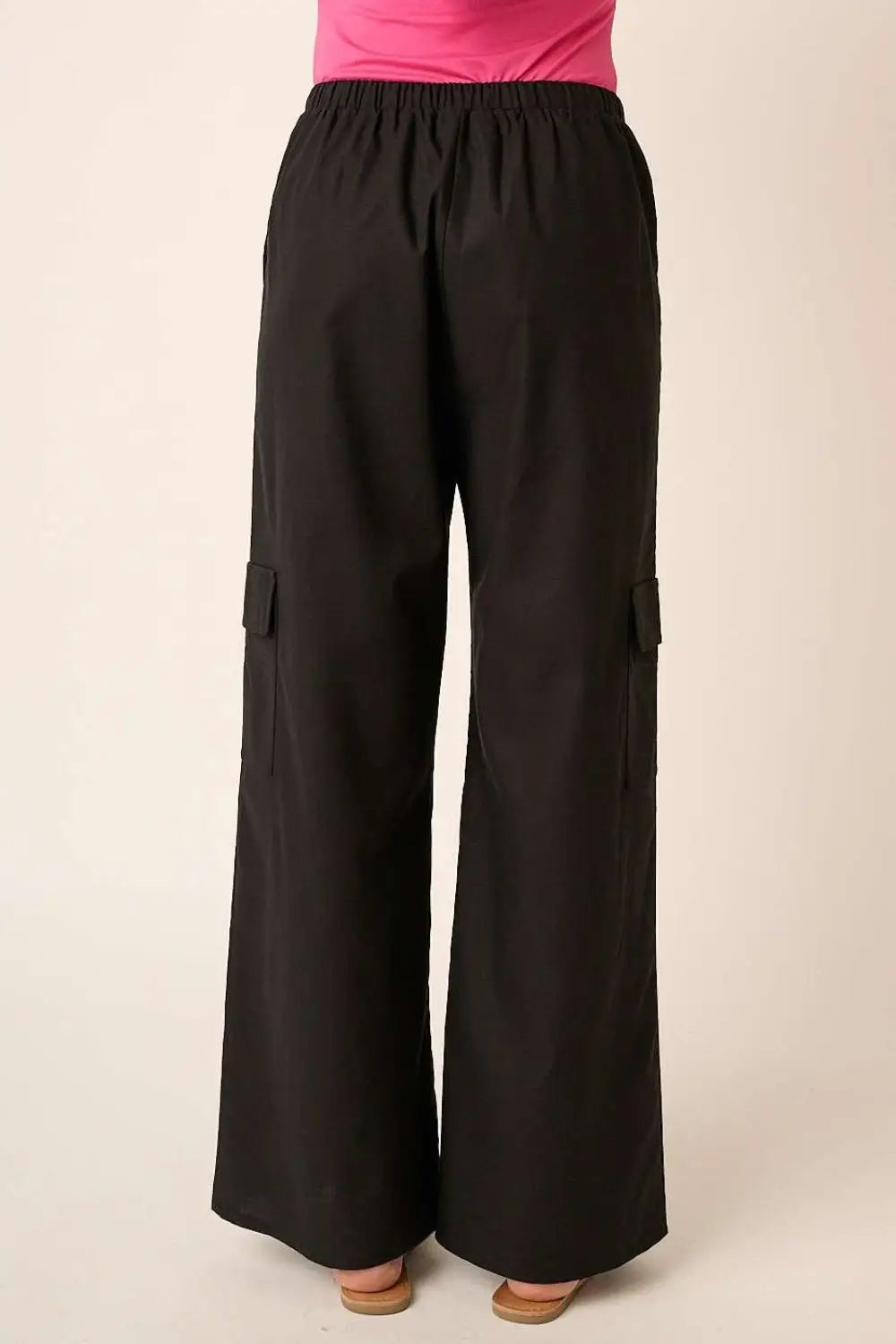 Mittoshop Linen Wide Leg Elastic Waist Cargo Pants - Eclectage