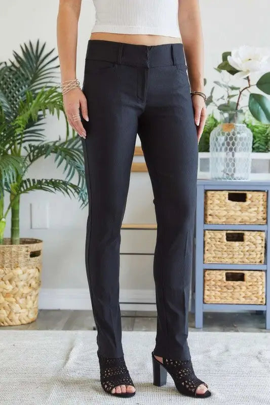Black Mid Rise Skinny Pants - Eclectage