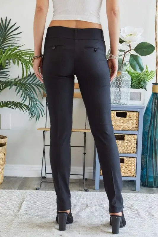 Black Mid Rise Skinny Pants - Eclectage