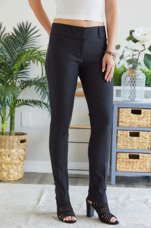 Black Mid Rise Skinny Pants - Eclectage