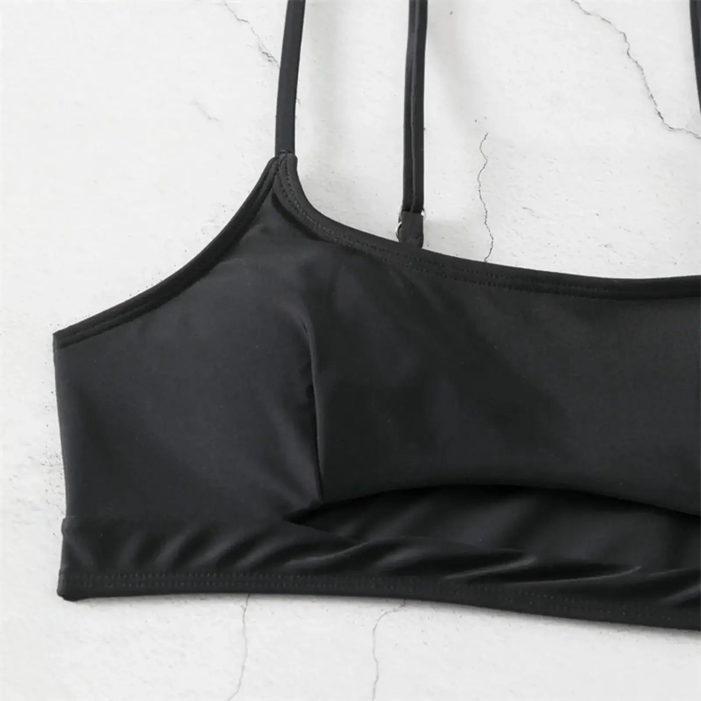 Black Mid Waist Bikini with Cutouts