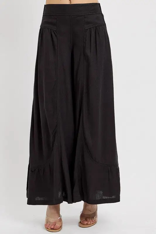 RISEN Shirring Detail Wide Leg Pants - Eclectage