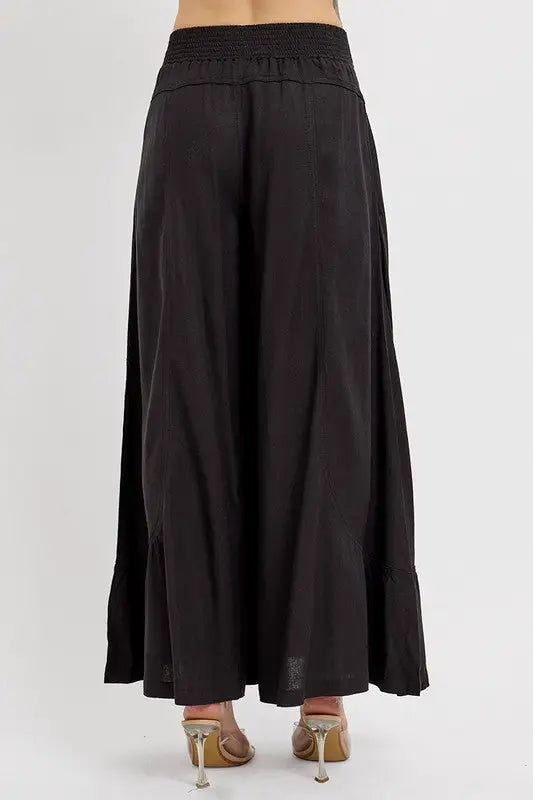 RISEN Shirring Detail Wide Leg Pants - Eclectage