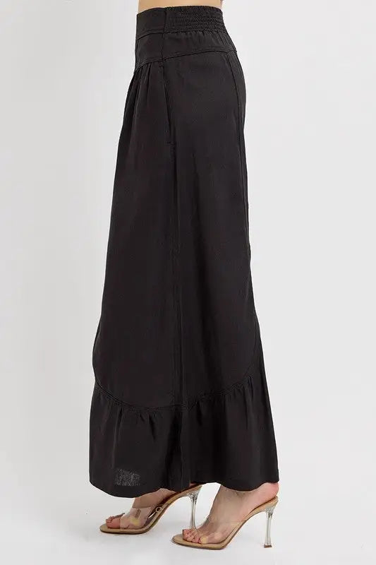 RISEN Shirring Detail Wide Leg Pants - Eclectage