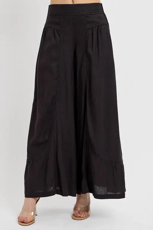 RISEN Shirring Detail Wide Leg Pants - Eclectage