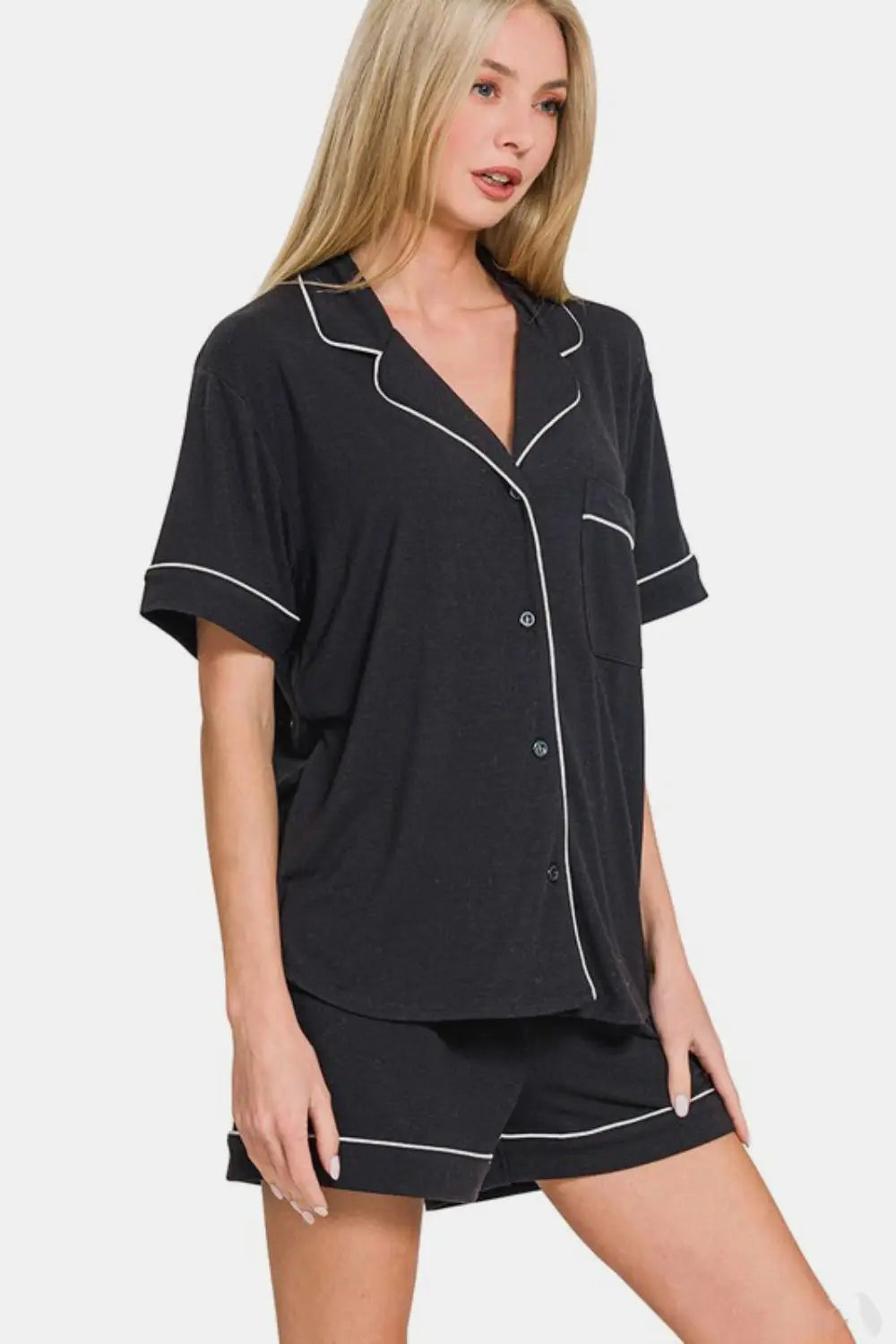 Black Shorts Lounge Set - Loungewear