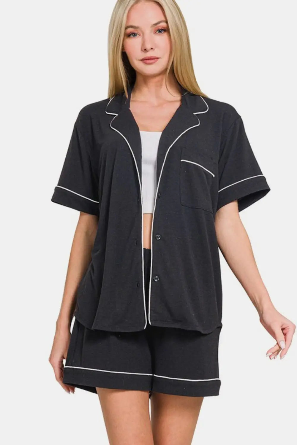 Black Shorts Lounge Set - Loungewear