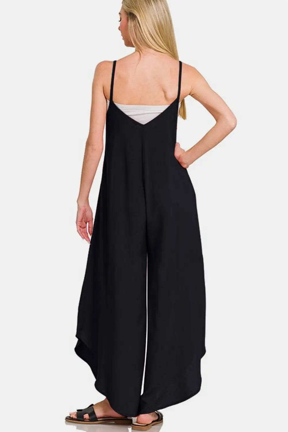 Black Spaghetti Strap Overalls - Overalls
