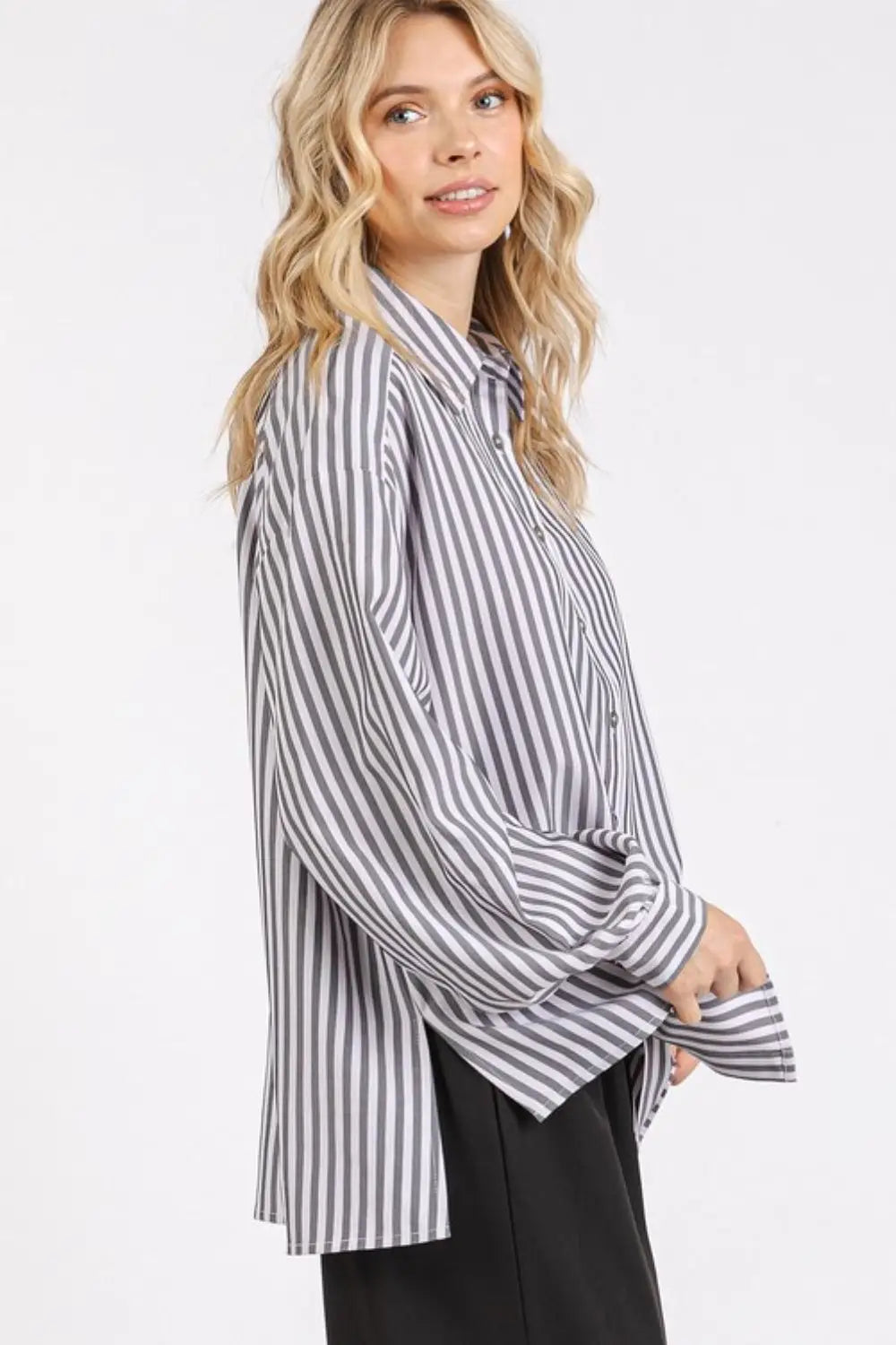 Mittoshop Button Down Striped Long Sleeve Shirt - Eclectage