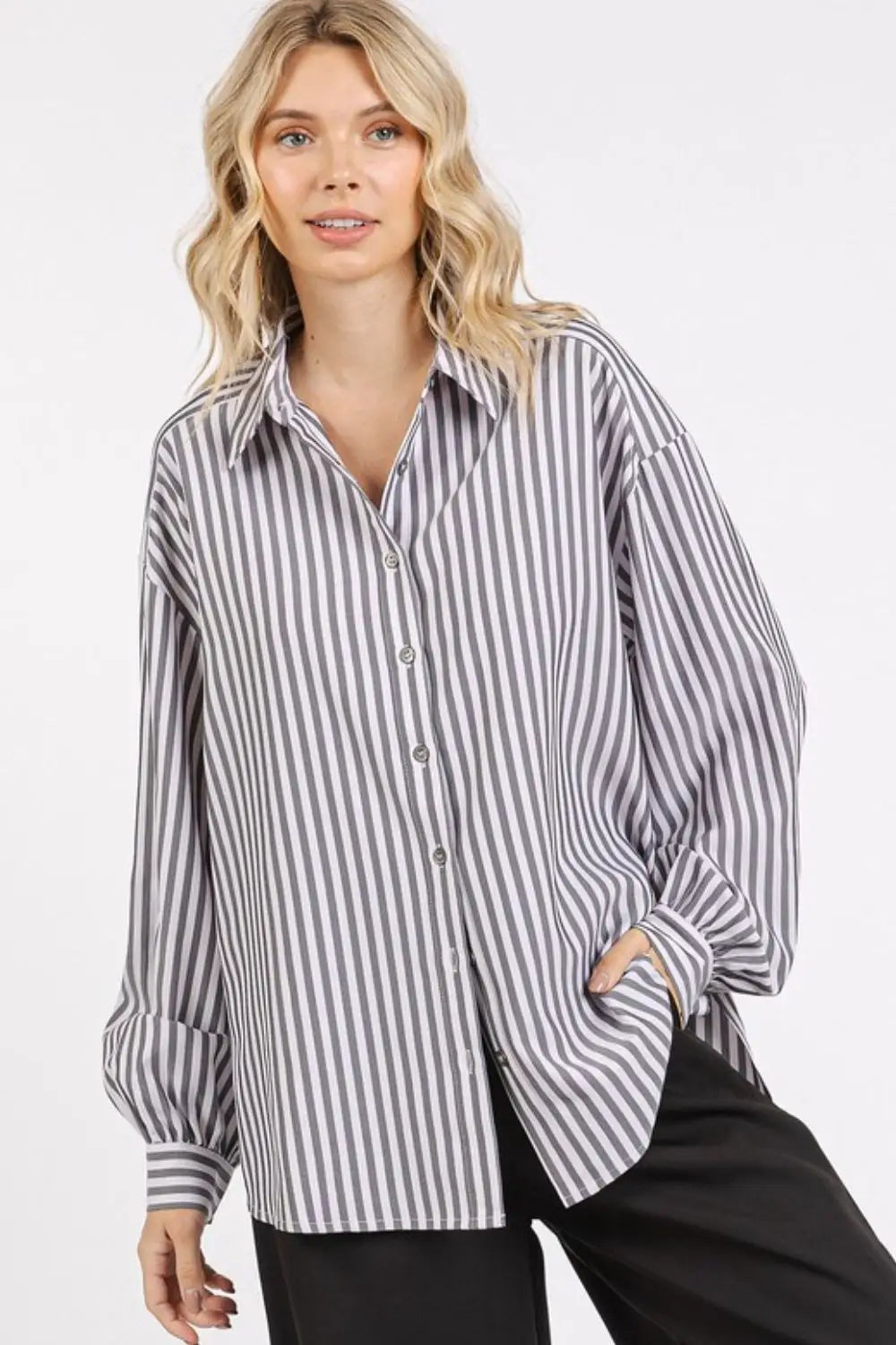 Mittoshop Button Down Striped Long Sleeve Shirt - Eclectage