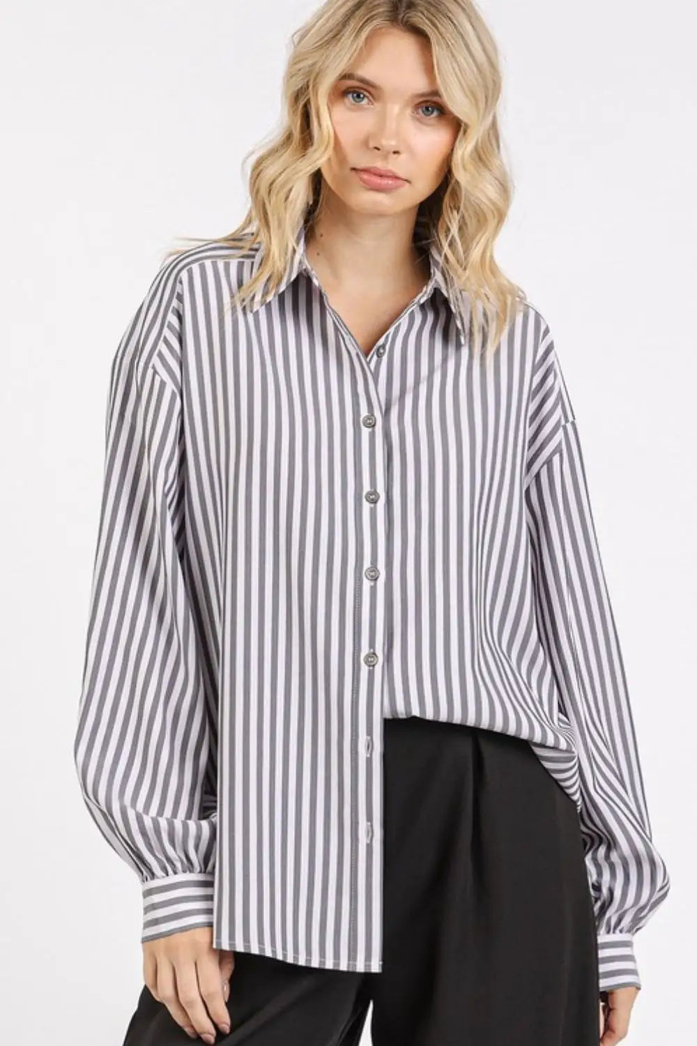Mittoshop Button Down Striped Long Sleeve Shirt - Eclectage