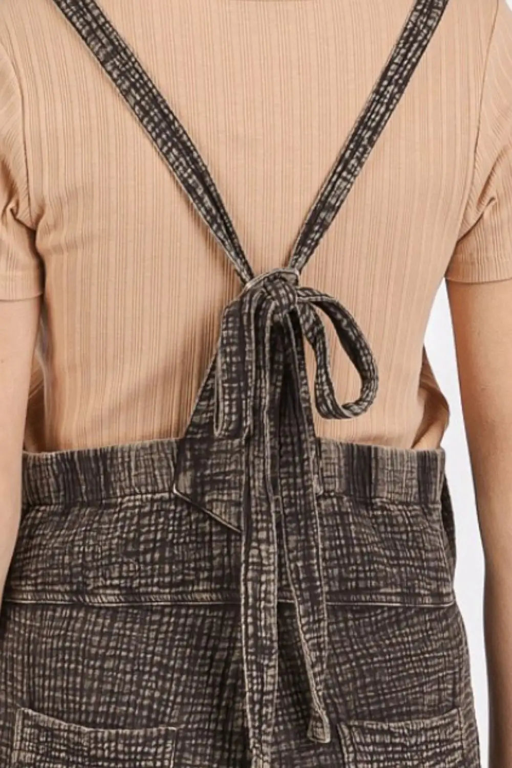 Black Textured Overalls - Overalls