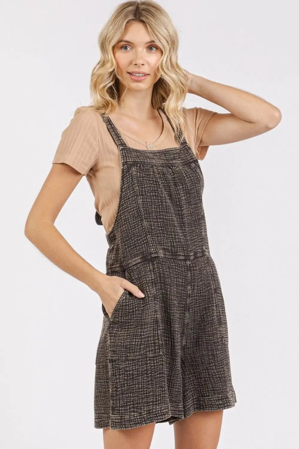 Black Textured Overalls - Overalls