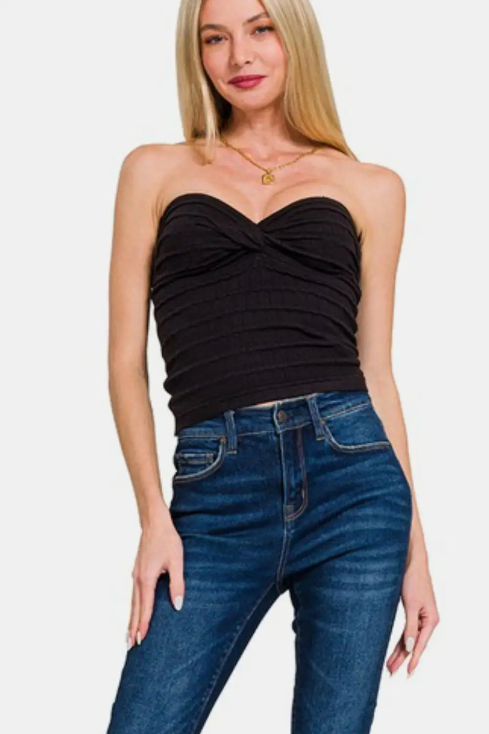 Black Twisted Tube Top - Eclectage