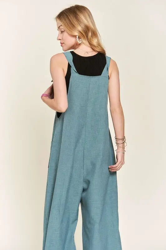 Blue Knotted Wide Strap Overalls - Eclectage