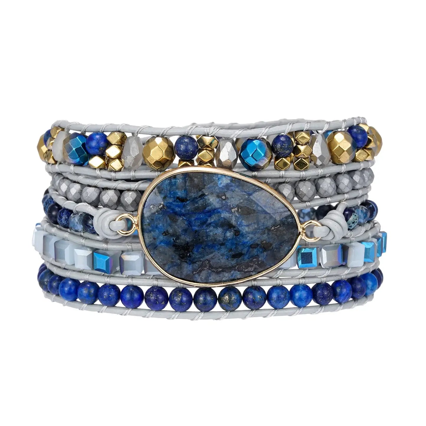 Blue Labradorite Stone Boho Wrap Bracelet United States