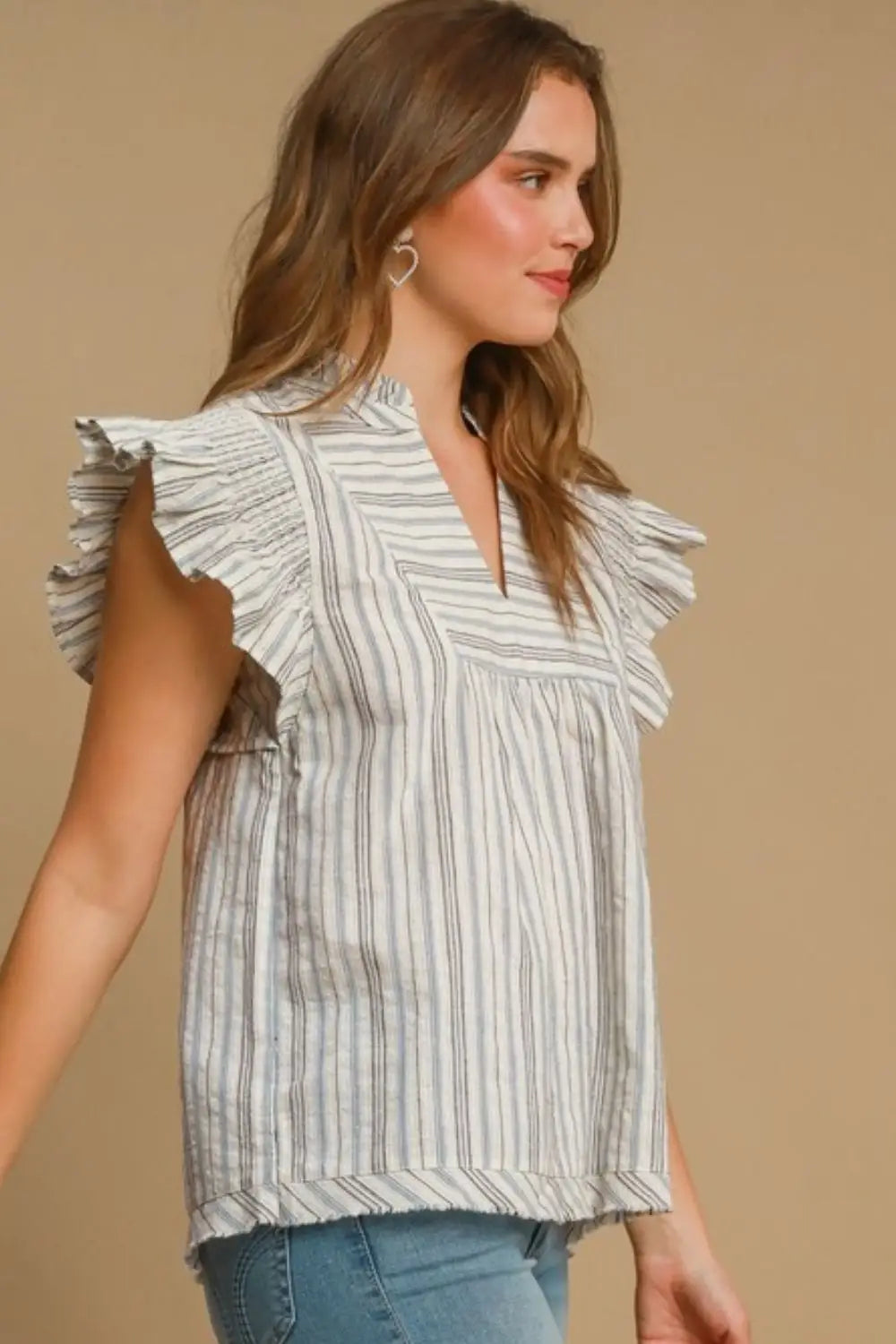 Blue Striped Babydoll Top - Eclectage