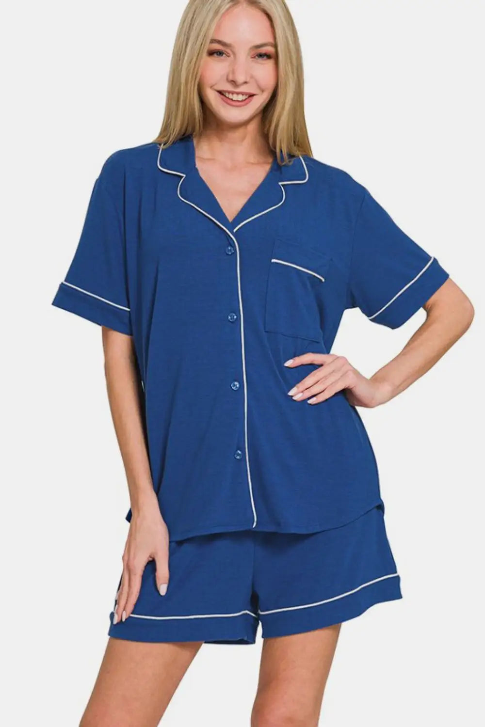 Blue Top and Shorts Lounge Set - Loungewear