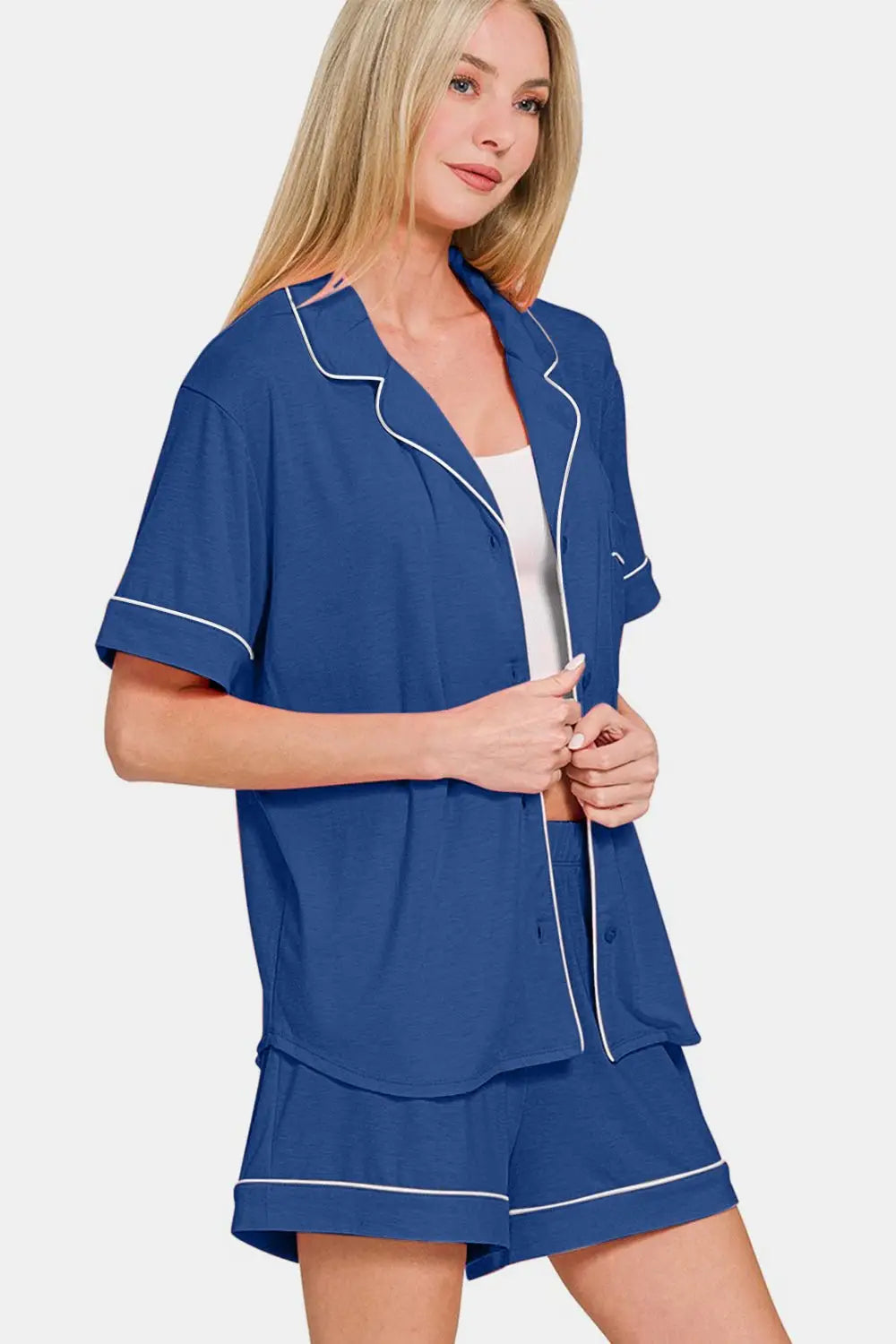 Blue Top and Shorts Lounge Set - Loungewear