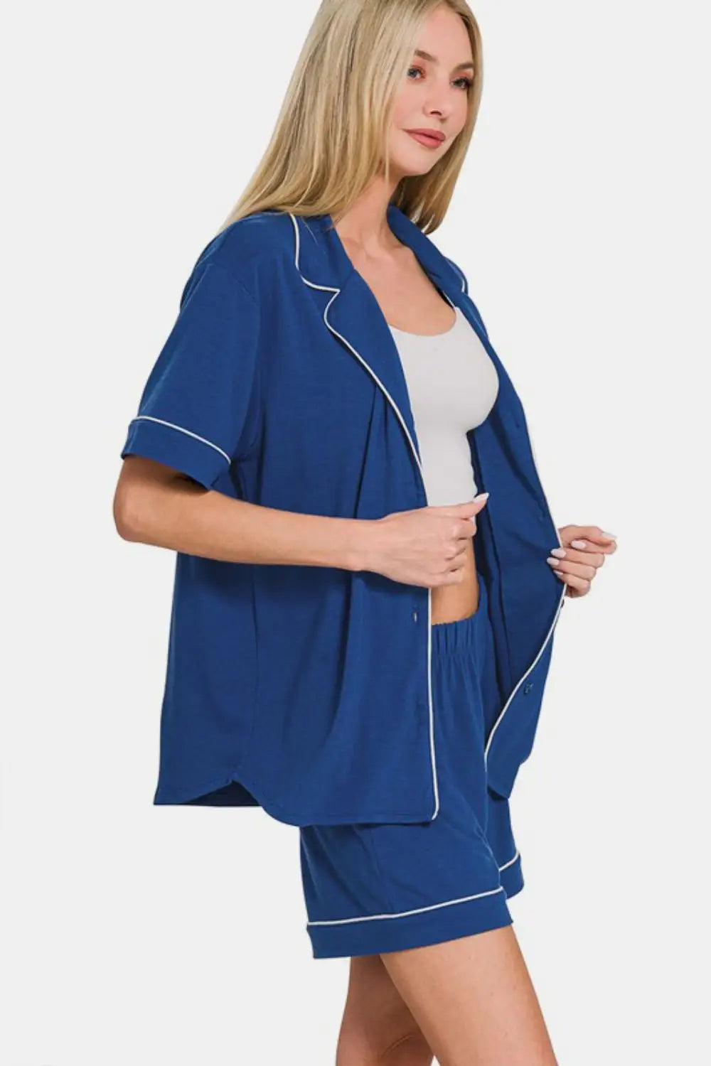 Blue Top and Shorts Lounge Set - Loungewear