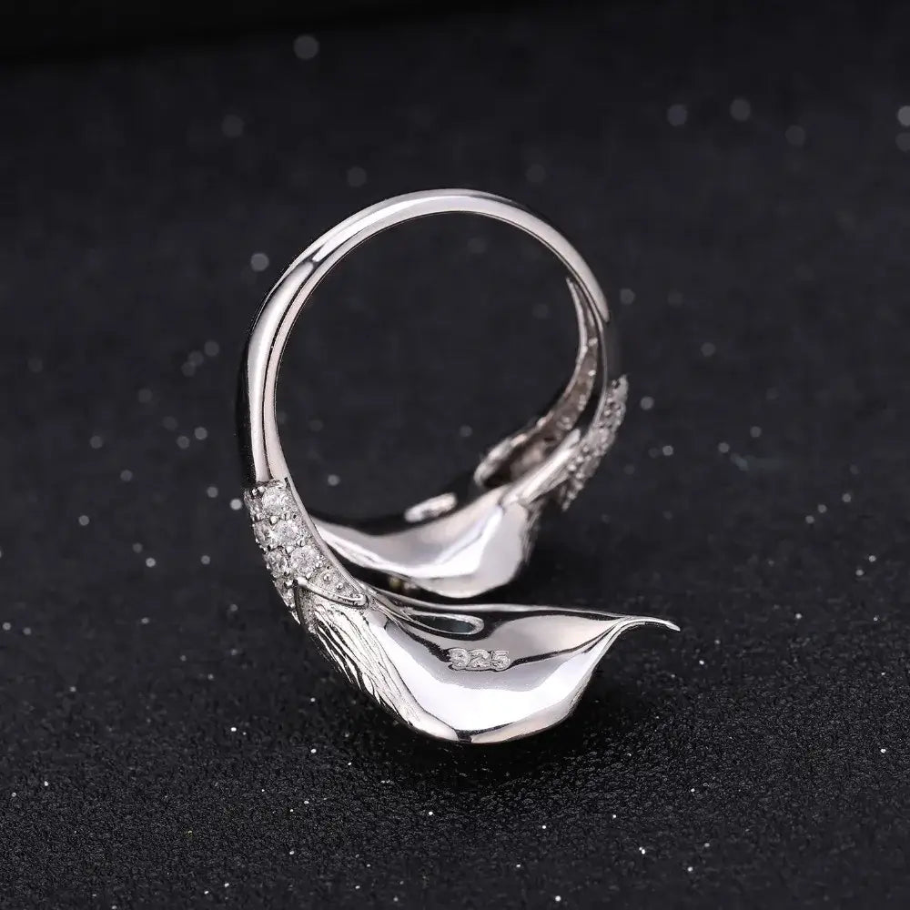 Blue Topaz Calla lily Leaf Ring United States / resizable Rings