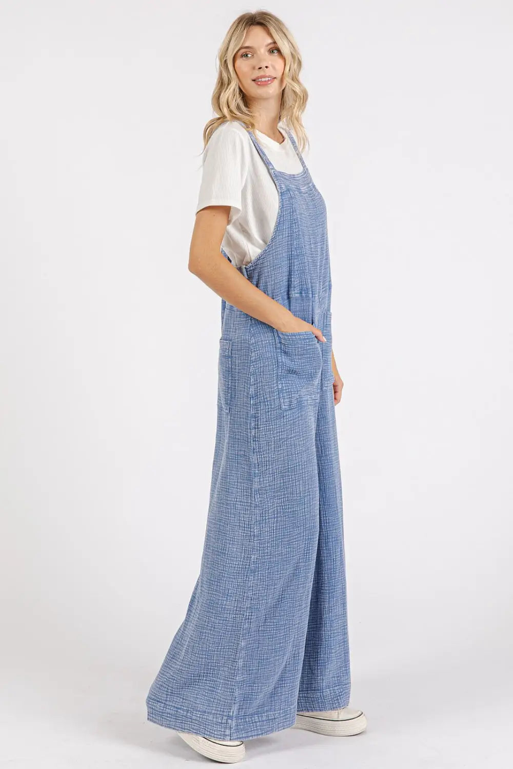 Mittoshop Textured Wide Leg Overalls - Eclectage