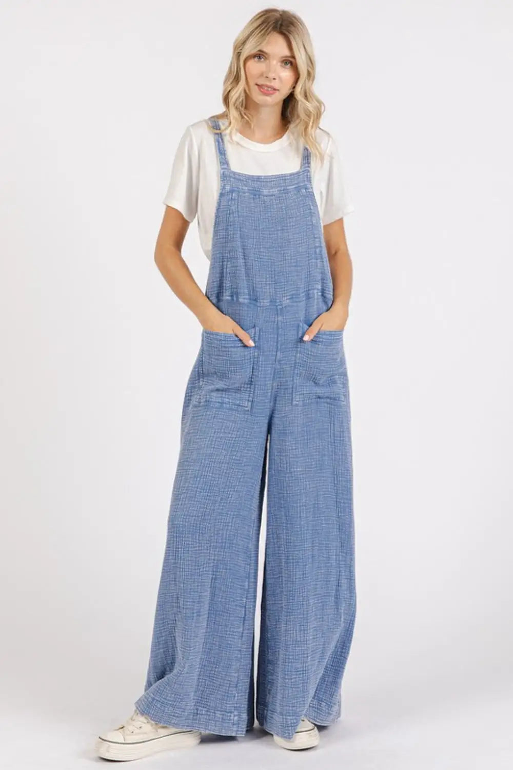 Mittoshop Textured Wide Leg Overalls - Eclectage