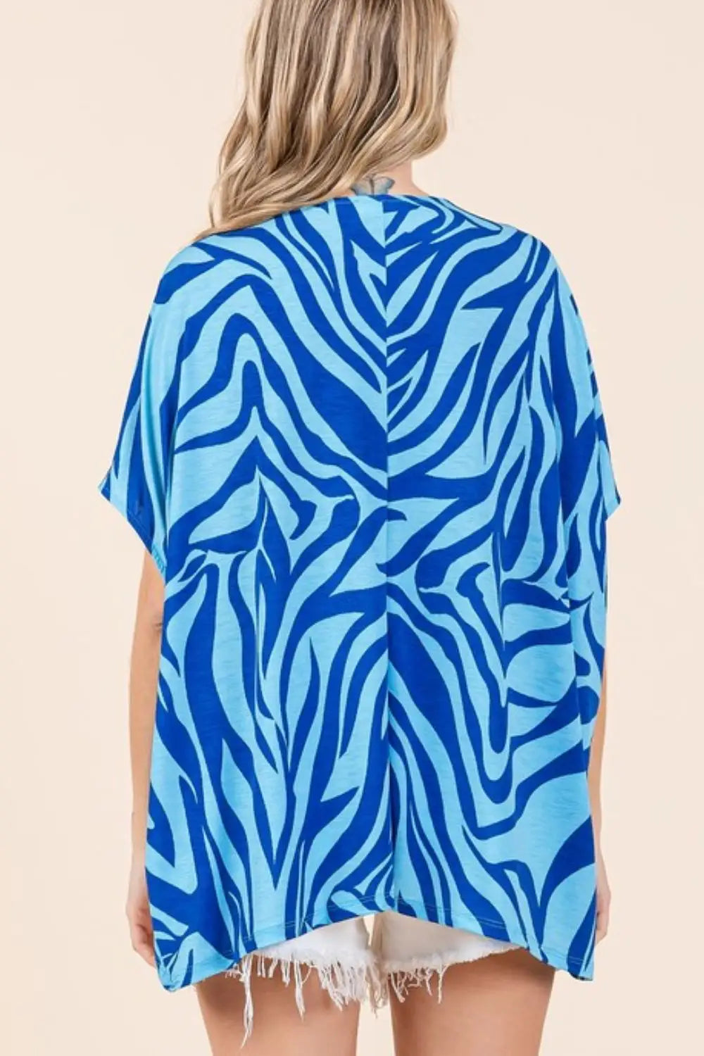 Blue Zebra Print Oversized Top - Eclectage