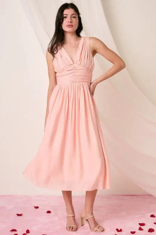 Blush Sleeveless Midi Dress - Midi Dresses
